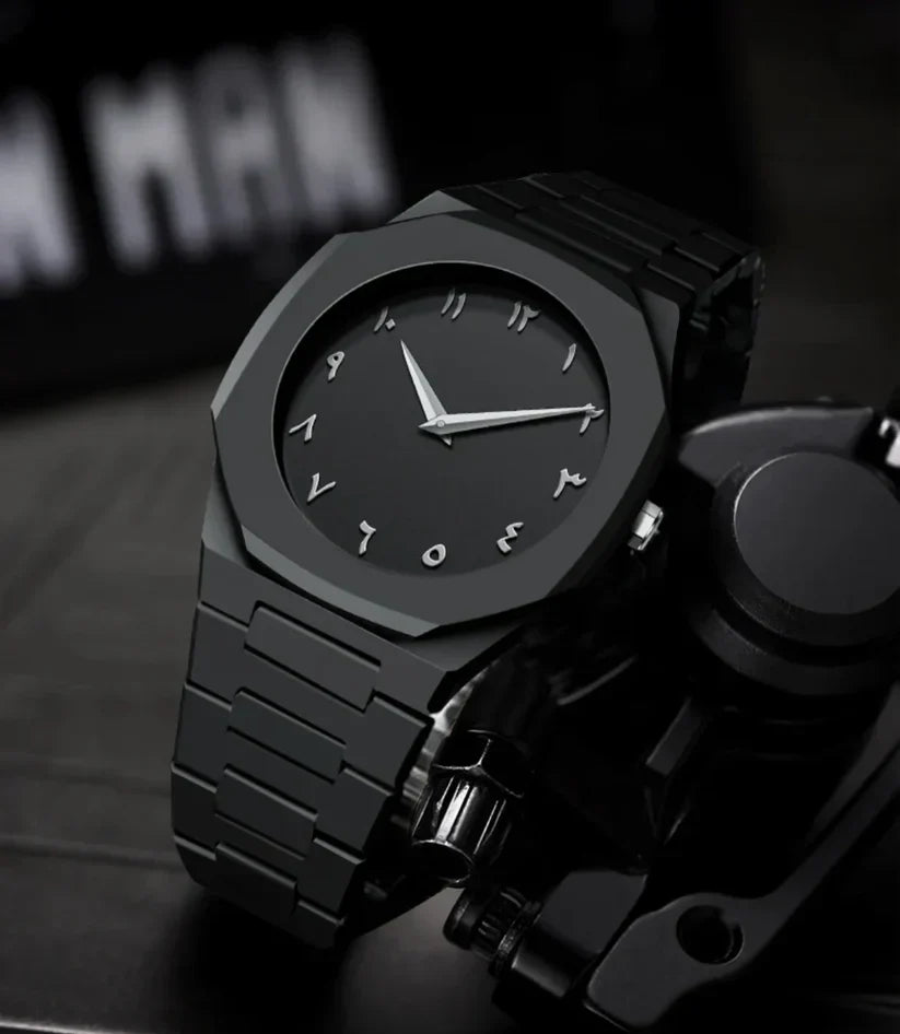 Noir Dial Arabic Numeral Matte Watch – Bold. Sleek. Timeless.