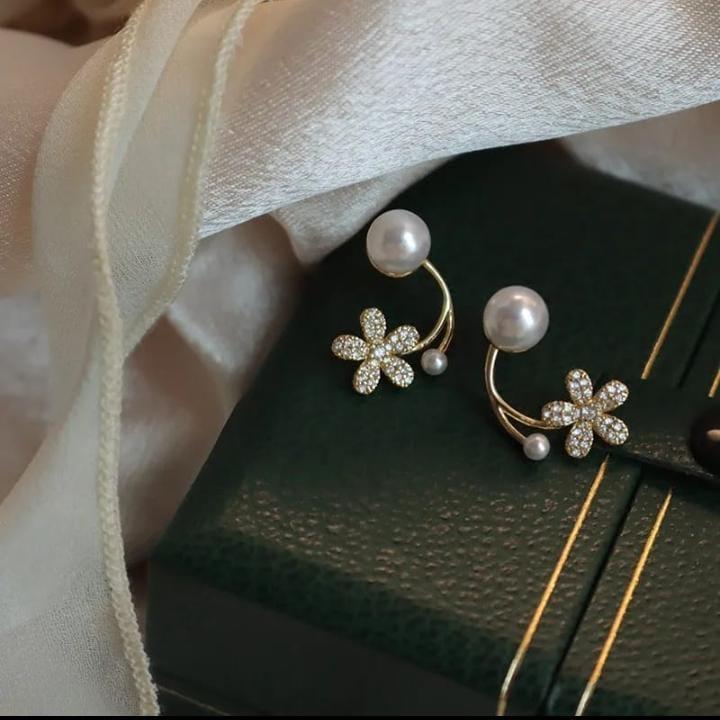 Flower Design Artificial Stones Earings