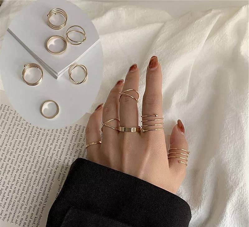 Hip Hop Pack Of 6 Rings Set