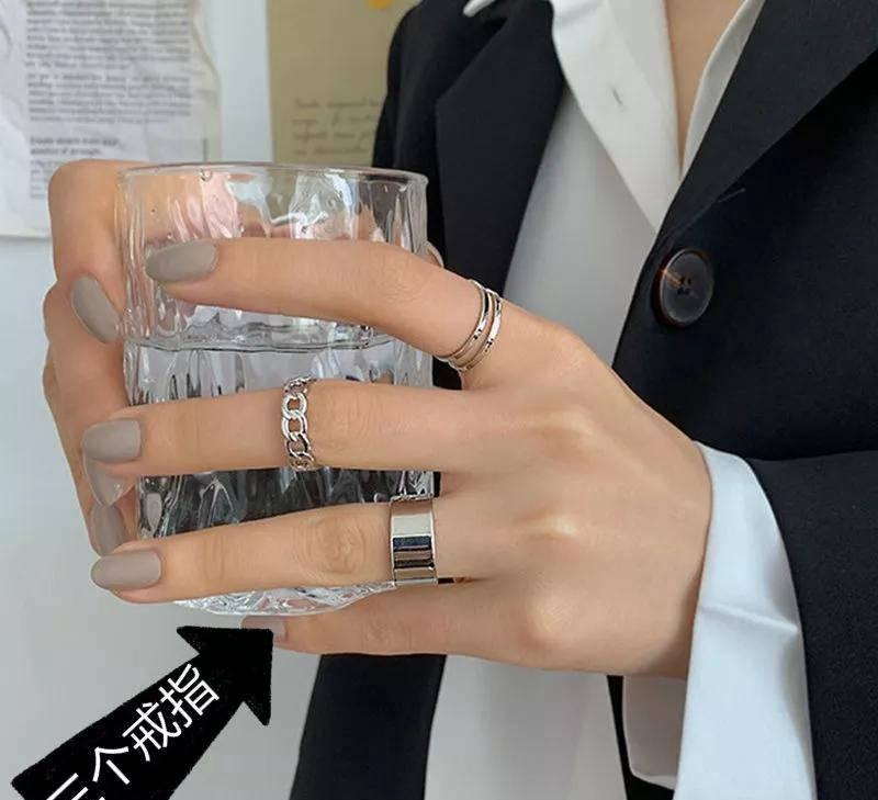 3 Pcs Alloy Silver Plated Dainty Plain Rings