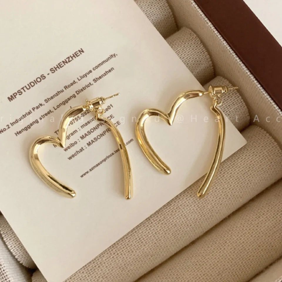 Asymmetrical Heart Outline Earrings