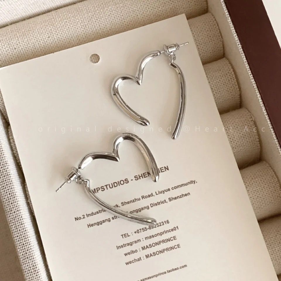 Asymmetrical Heart Outline Earrings
