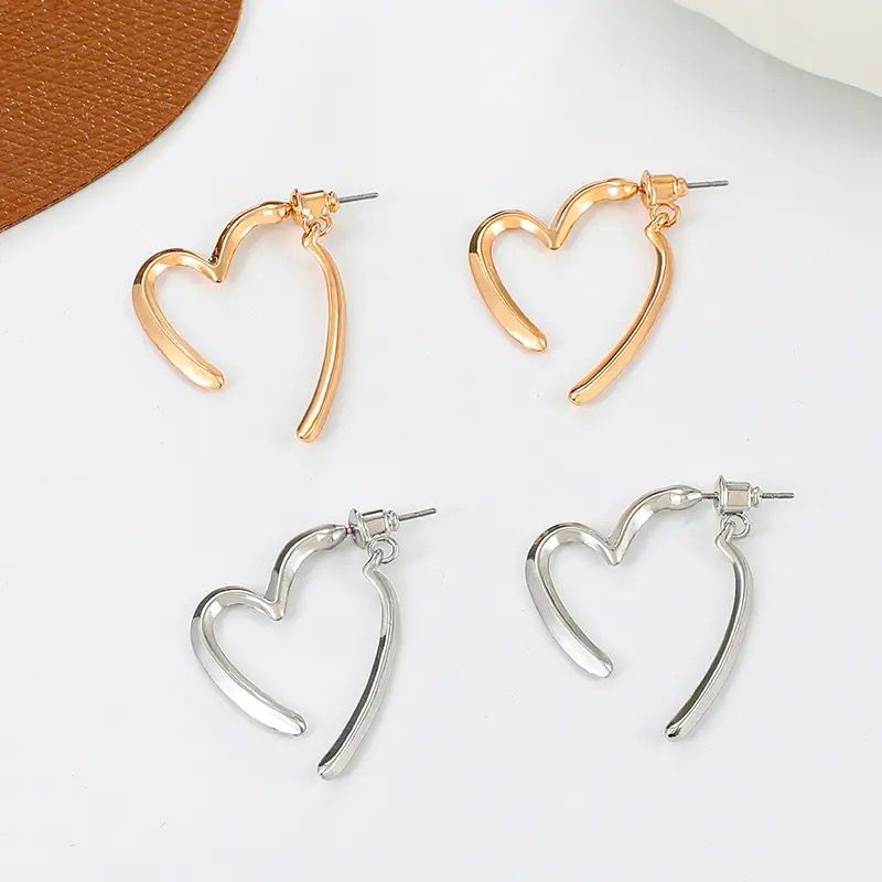 Asymmetrical Heart Outline Earrings