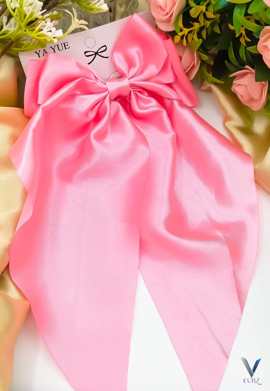 Large Satin Ribbon Hair Bow Clip