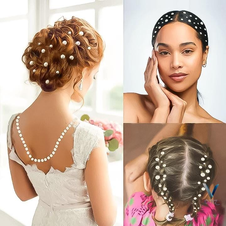 3D Pearl Hair Beads Stickers in Five Design