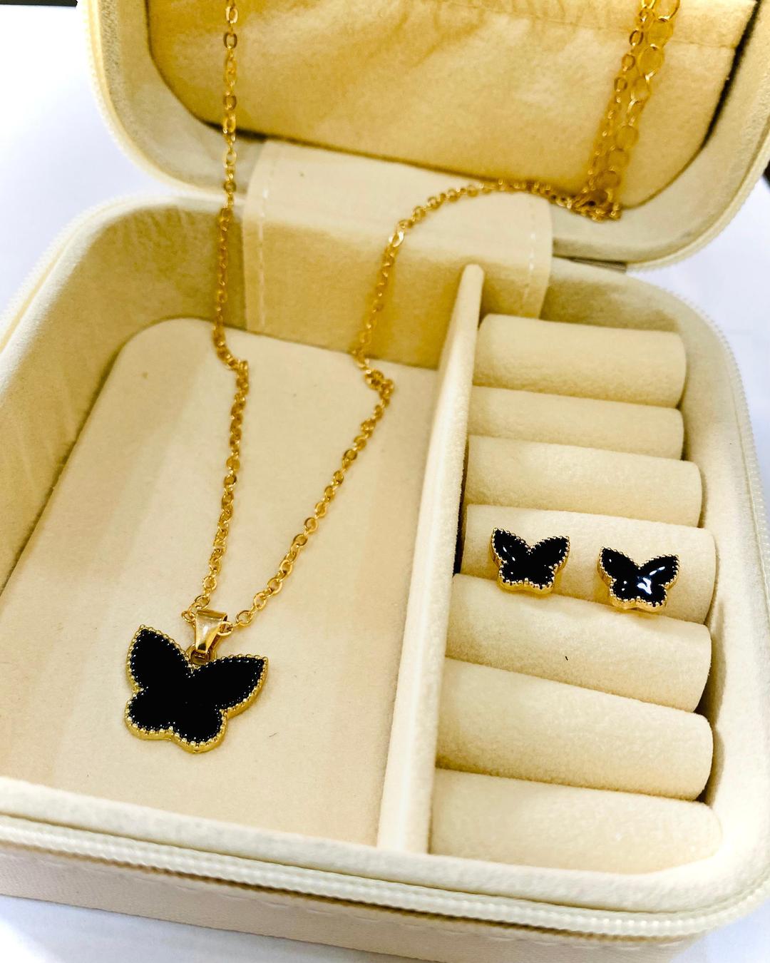Gold Plated Butterfly Pendant set