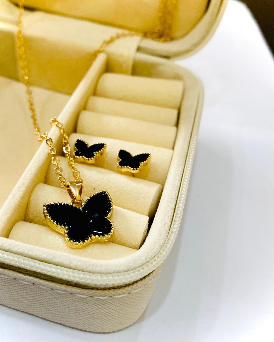 Gold Plated Butterfly Pendant set