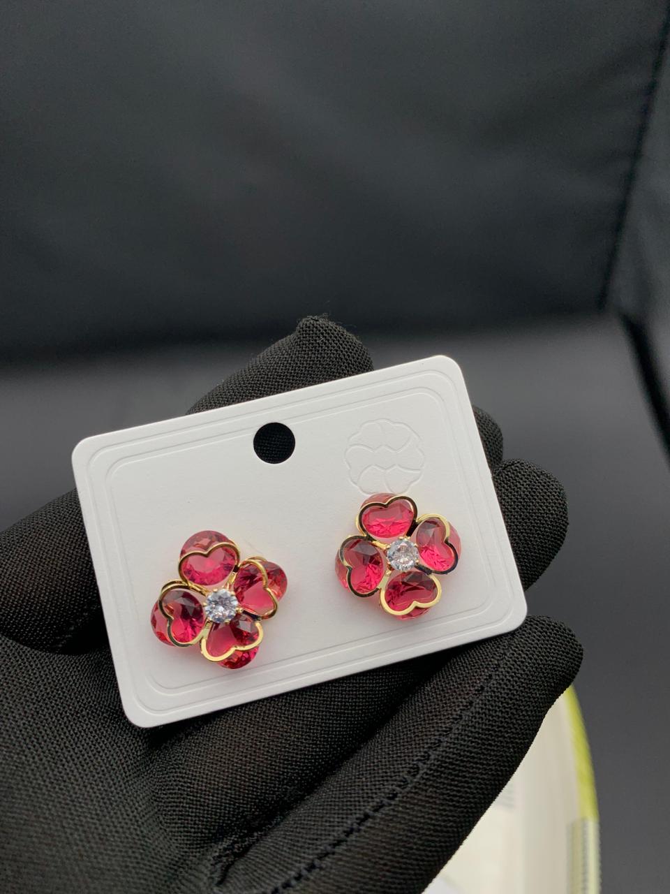 Floral Crystal Stud Earrings