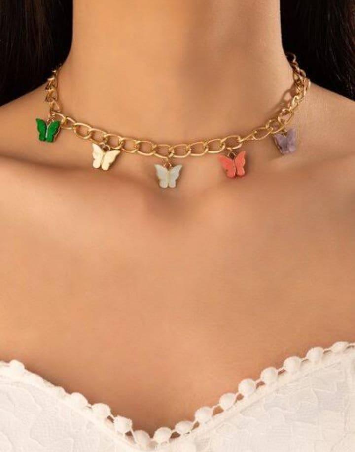 Colorful Butterfly Charm Chain Necklace