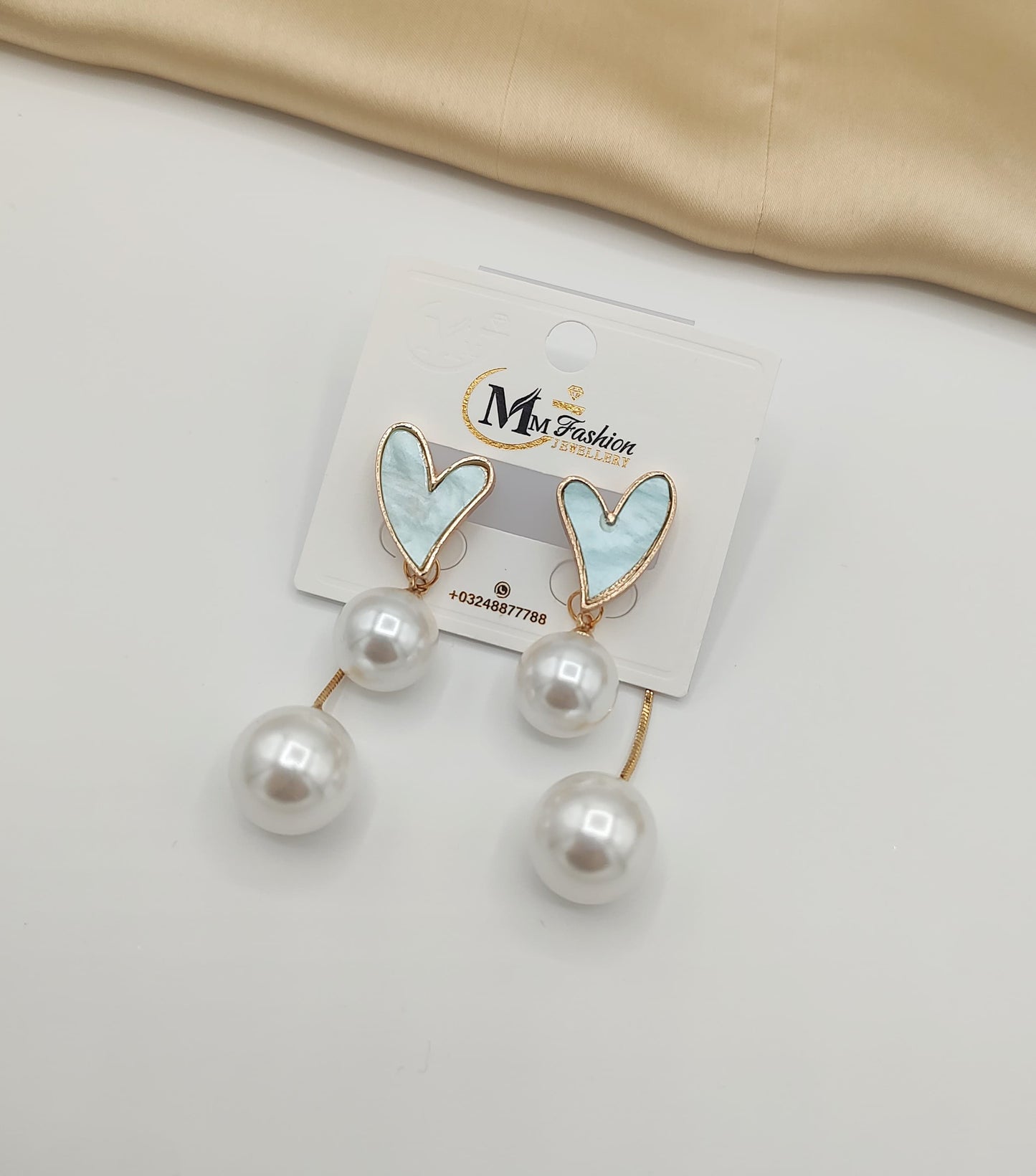Heart Drop Pearl Earrings