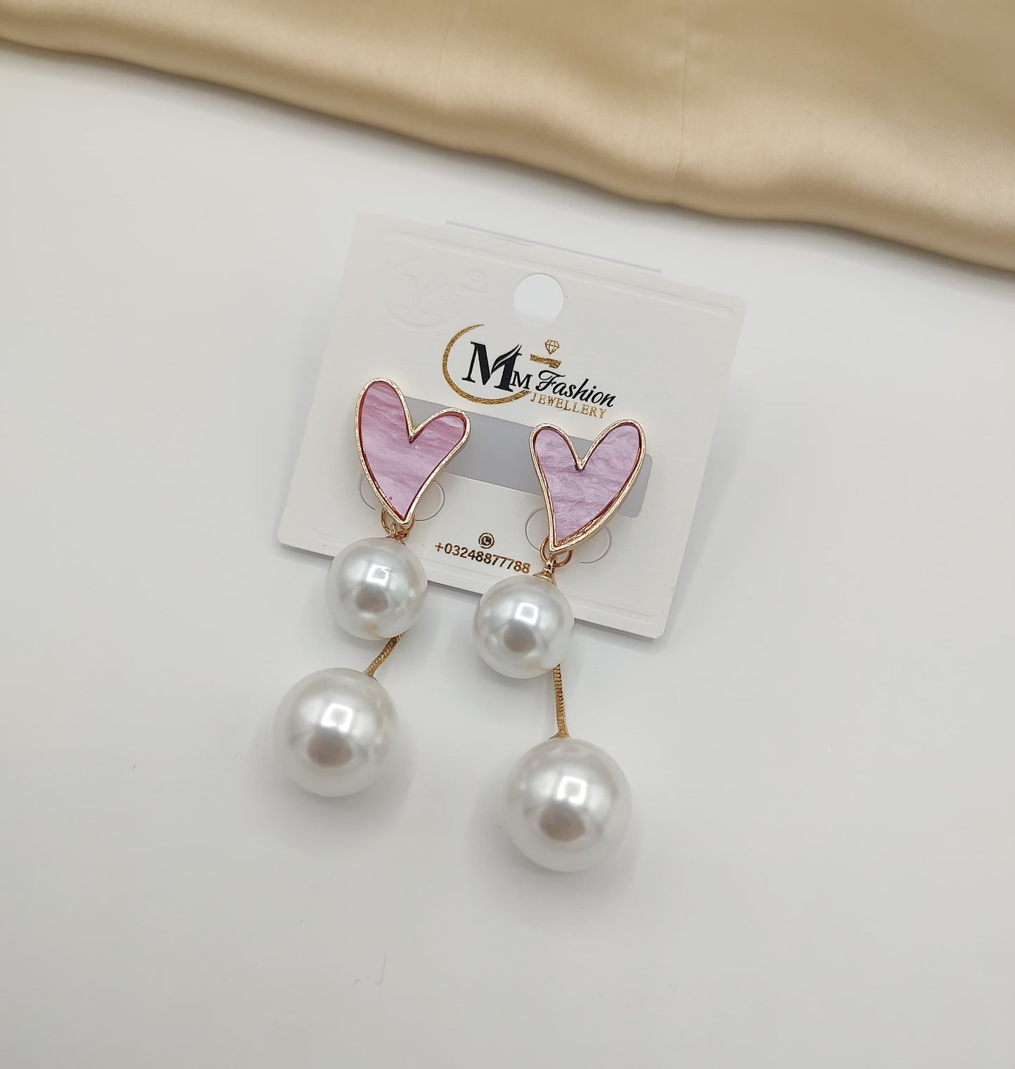 Heart Drop Pearl Earrings