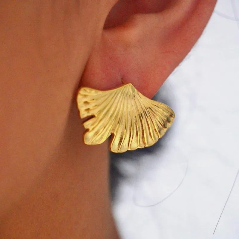 Fan-Shaped Textured Statement Earrings