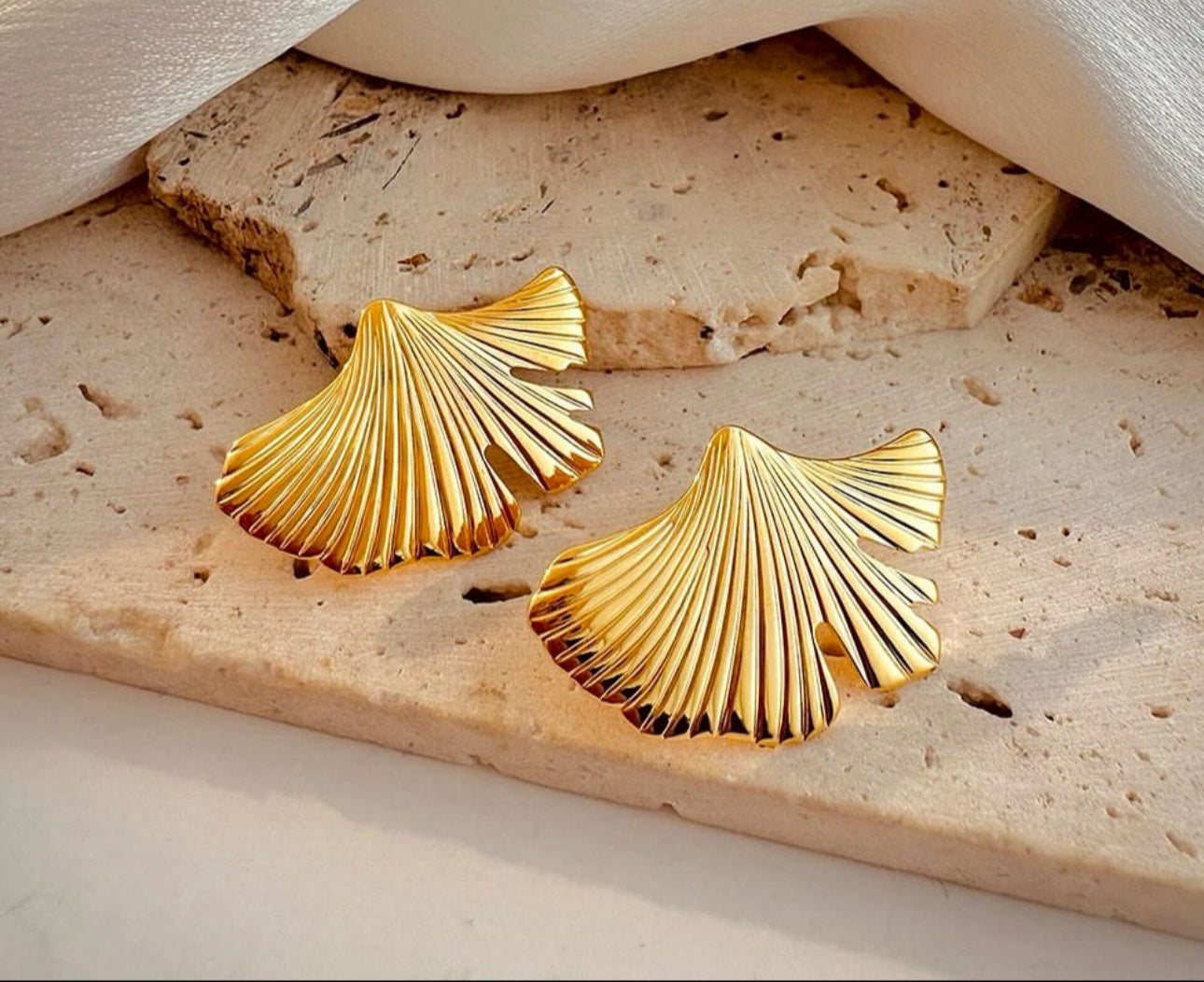 Fan-Shaped Textured Statement Earrings