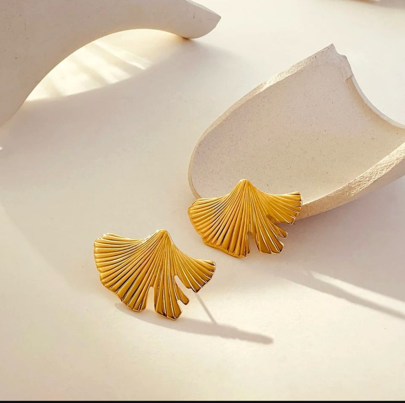 Fan-Shaped Textured Statement Earrings