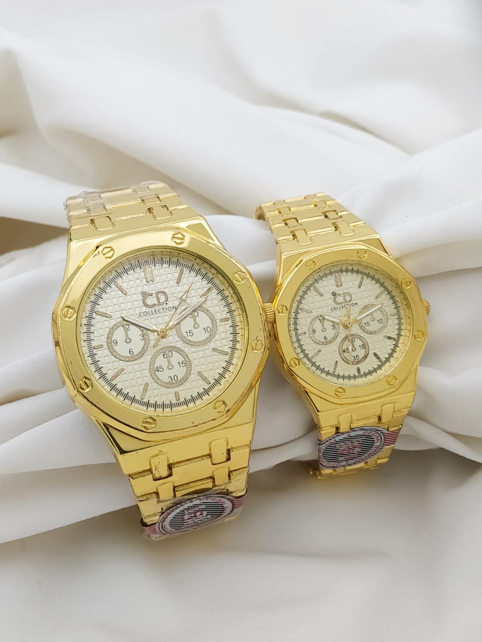 Luxury Couple Chronograph Watch Set – Elegant Stainless Steel Collection