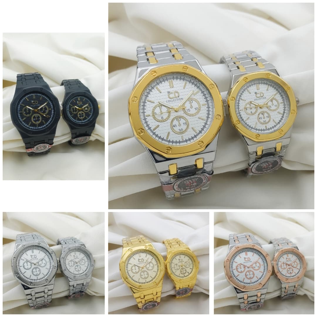 Luxury Couple Chronograph Watch Set – Elegant Stainless Steel Collection