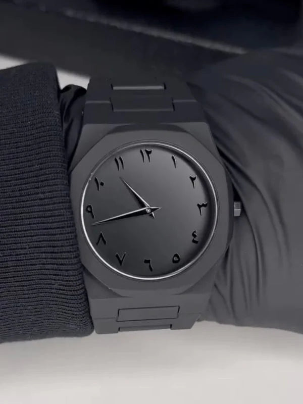 Noir Dial Arabic Numeral Matte Watch – Bold. Sleek. Timeless.