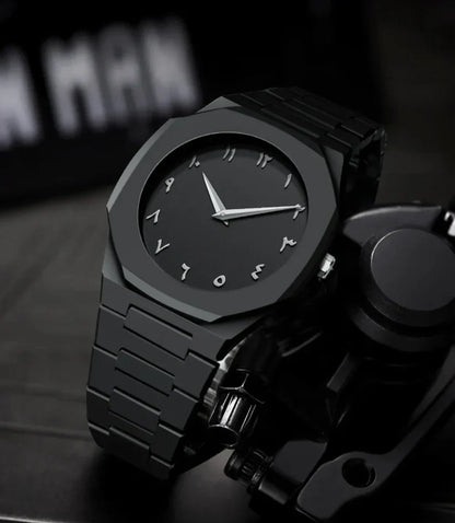 Noir Dial Arabic Numeral Matte Watch – Bold. Sleek. Timeless.