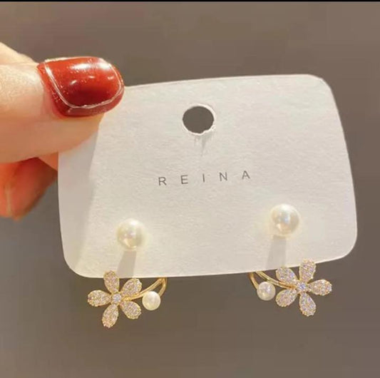 Flower Design Artificial Stones Earings