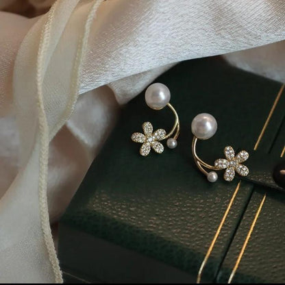 Flower Design Artificial Stones Earings