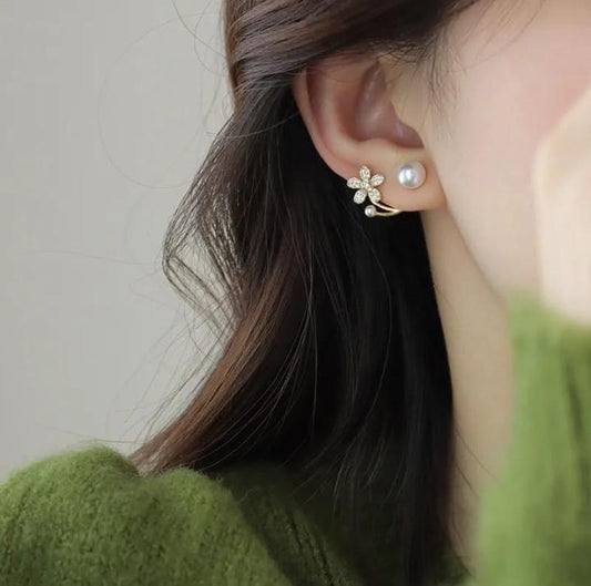 Flower Design Artificial Stones Earings