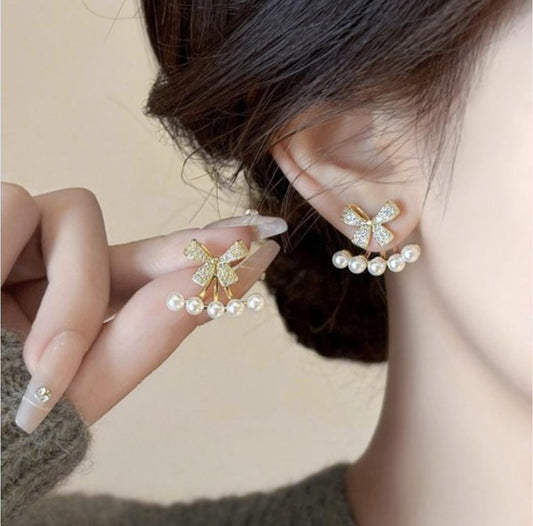 Butterfly Pearl Stone Earings