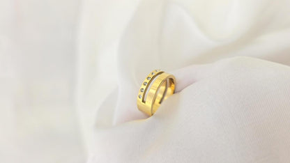 Gold Plated Plain Ring with White Zircon