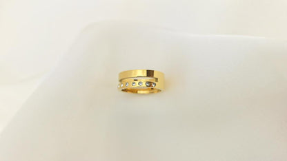 Gold Plated Plain Ring with White Zircon