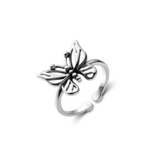 Butterfly Adjustable Silver Ring