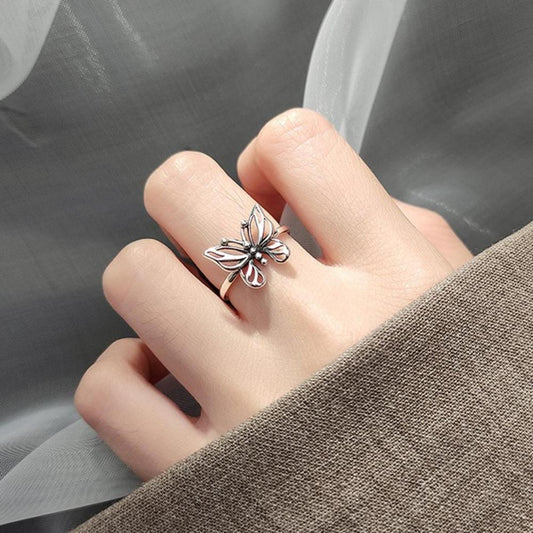 Butterfly Adjustable Silver Ring