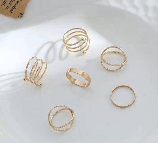 Hip Hop Pack Of 6 Rings Set