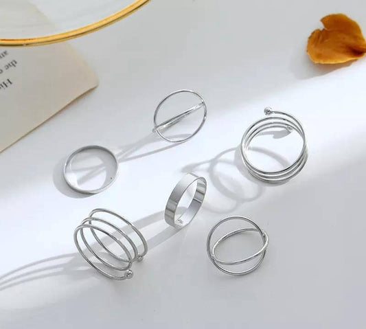 Hip Hop Pack Of 6 Rings Set