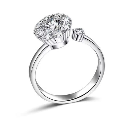 Silver Multi-Charm Adjustable Ring With Zircon Stone