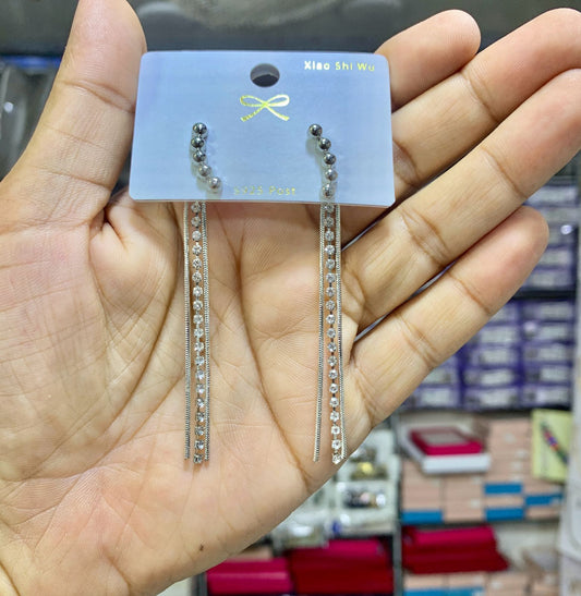 Elegant Crystal Drop Chain Earrings