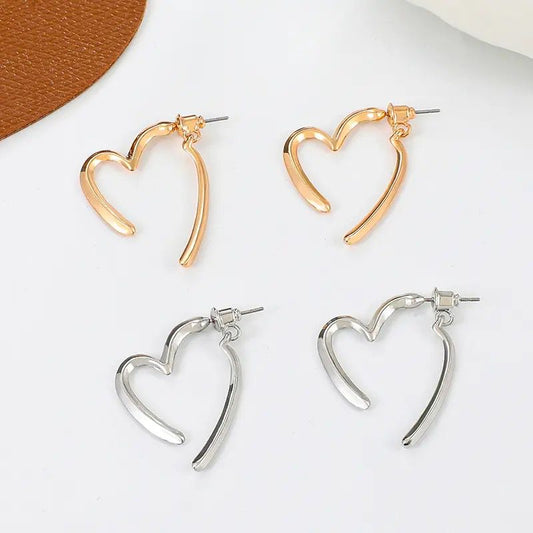 Asymmetrical Heart Outline Earrings