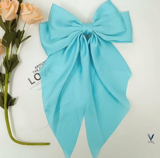 Large Satin Ribbon Hair Bow Clip