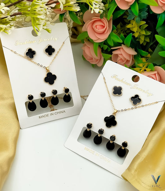 Elegant Black & Gold Fashion Jewelry Set