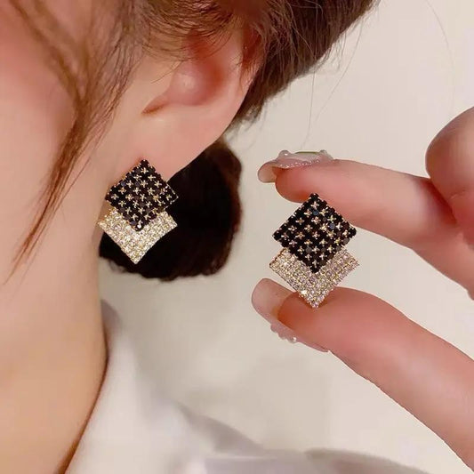Elegant Geometric Crystal Stud Earrings