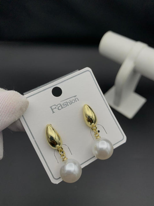 Elegant Gold & Silver Teardrop Faux Pearl Earrings – Timeless Danglers for Every Occasion
