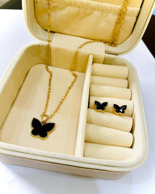 Gold Plated Butterfly Pendant set