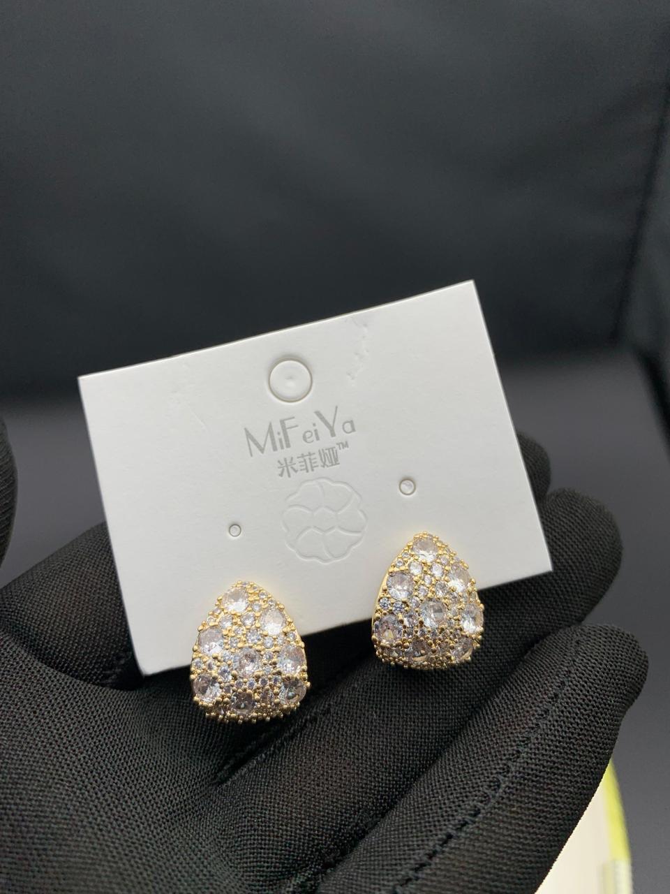 Crystal Dome Teardrop Stud Earrings