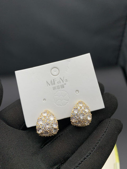 Crystal Dome Teardrop Stud Earrings