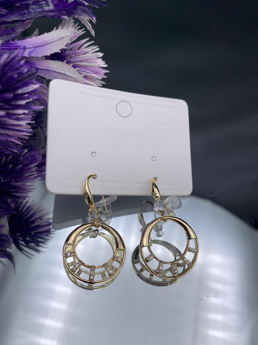 Geometric Circle Gold Hoop Dangle Earrings