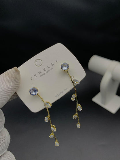 Gold & Silver Crystal Vine Drop Earrings