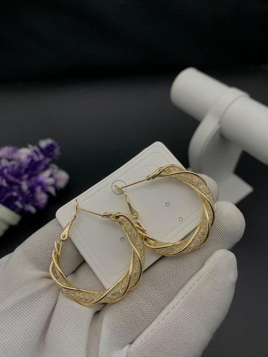 Elegant Braided Hoop Earrings – Gold & Silver Finish