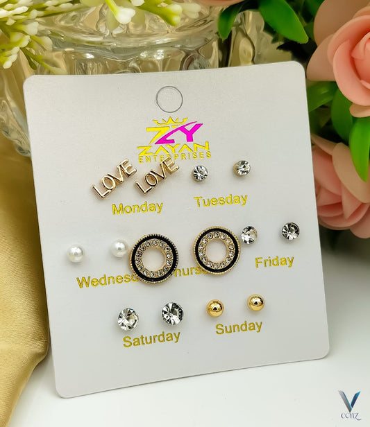 7-Day Stud Earring Set – Versatile Daily Wear Collection