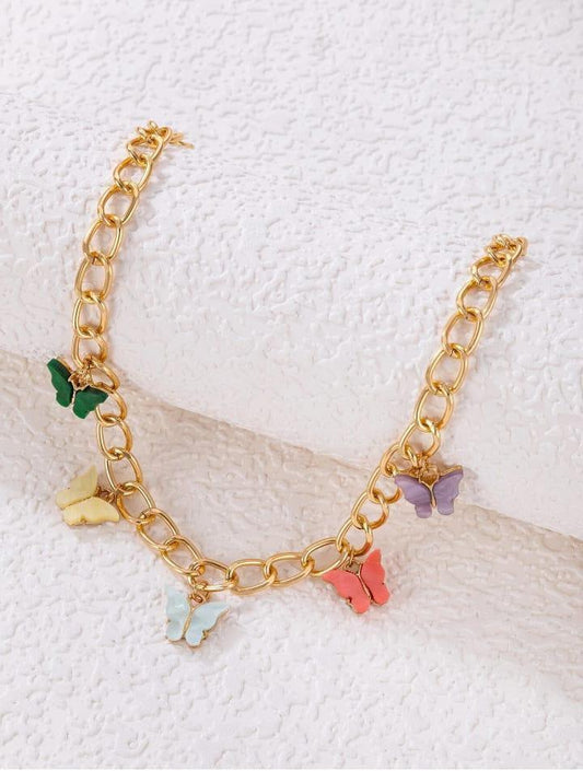 Colorful Butterfly Charm Chain Necklace