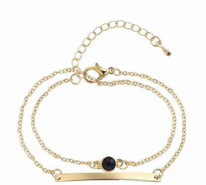 Minimalist Dual-Layer Gold Bracelet Set