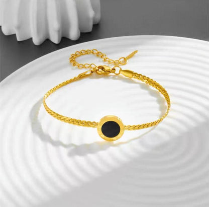 “Solar Halo” Black Onyx Disc Bracelet