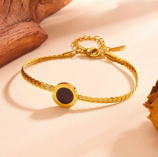 “Solar Halo” Black Onyx Disc Bracelet